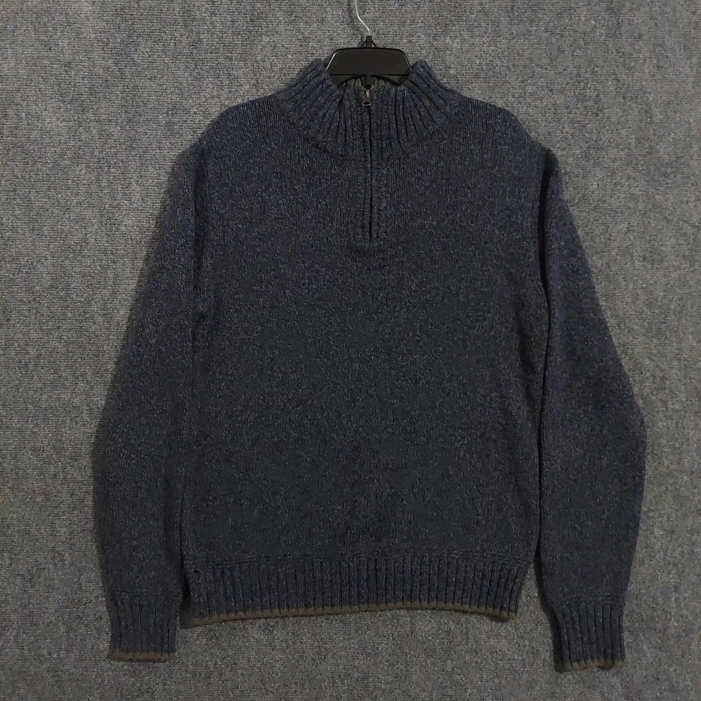 7 Diamonds Sweater Mens Medium Blue 1/4 Zip Mock Neck Knit Bryce Pullover
